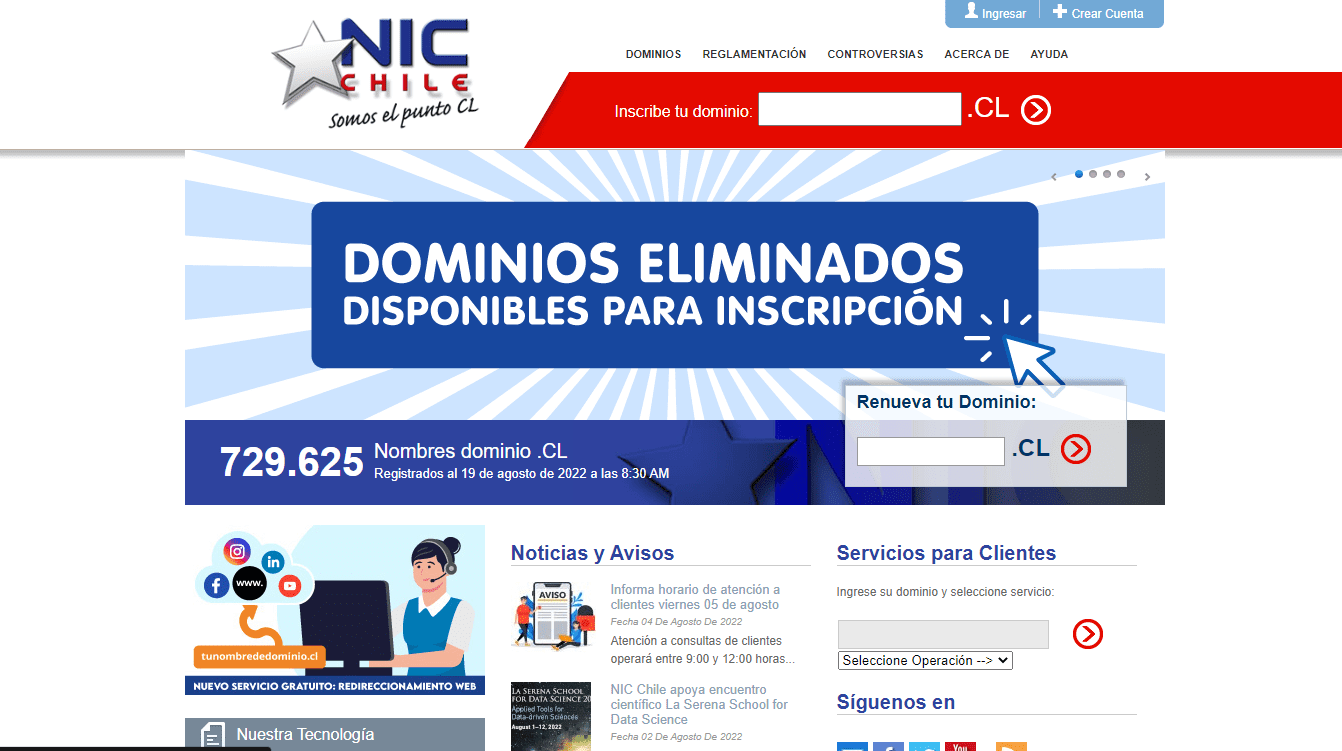 cómo registrar un dominio web en chile